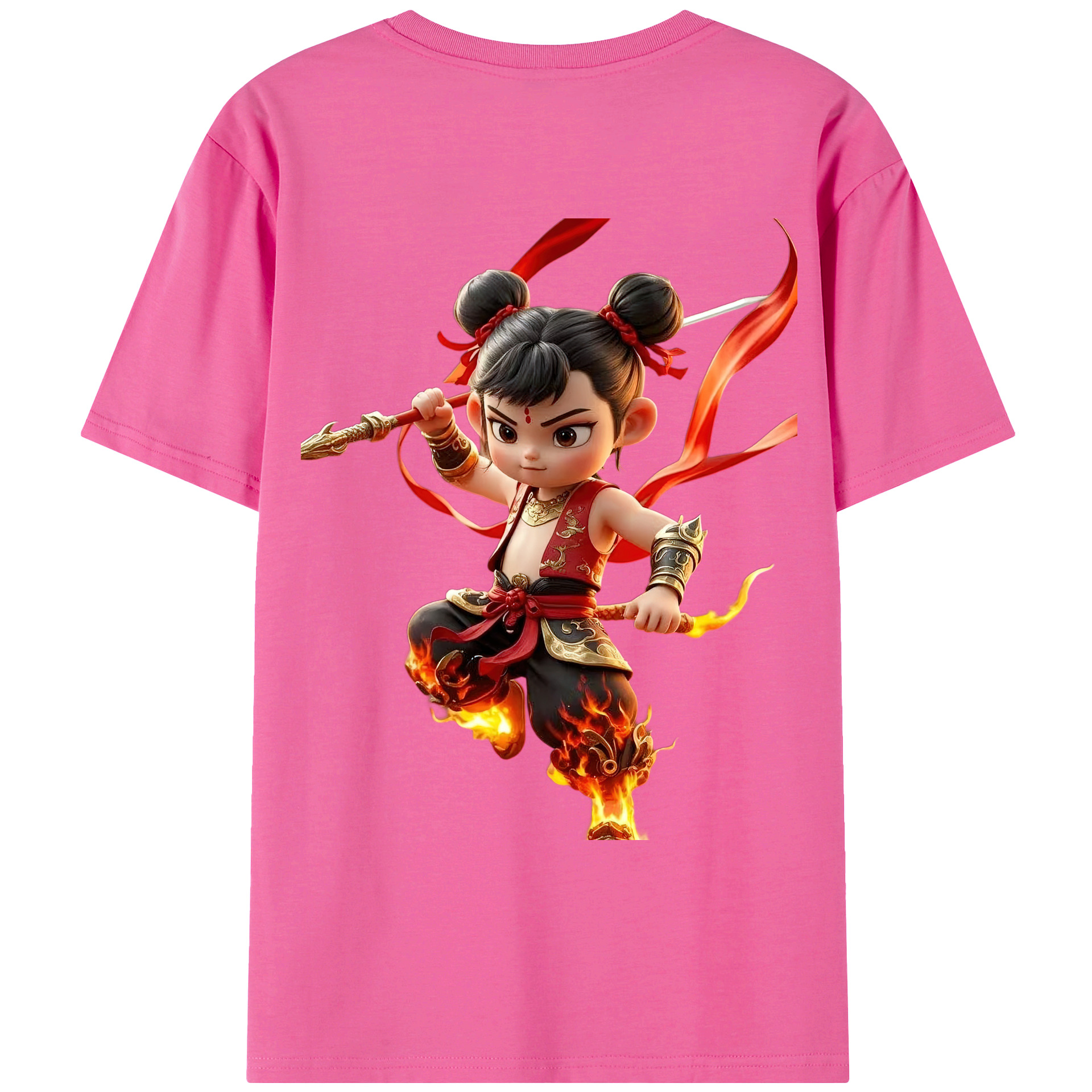 （画像用） Ne Zha 2 ナタ 魔童の大暴れ レディース半袖Tシャツ(バックプリント)